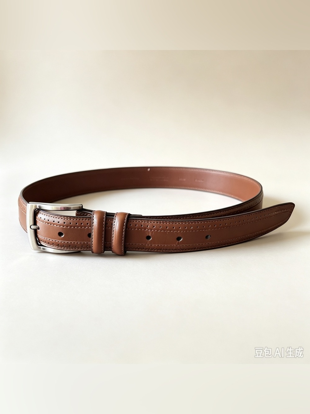 Perry Ellis Men’s Brown Bonded Leather Belt 1.25in Adjustable Buckle Size 36